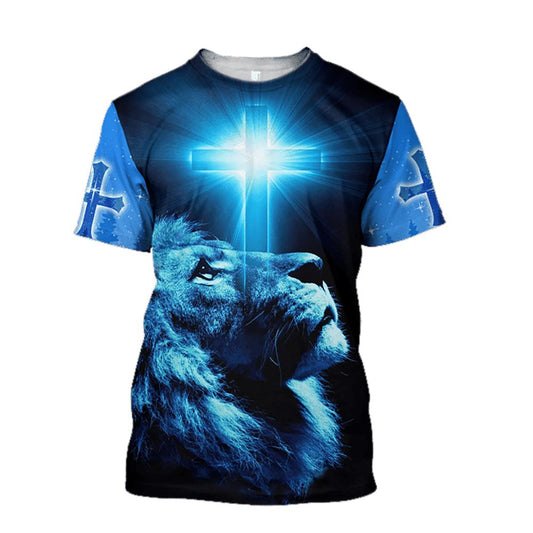 Premium Christian Jesus Lion Unisex All Over Print 3D T Shirt For Men And Women, Christian T-Shirt, Faith Shirt