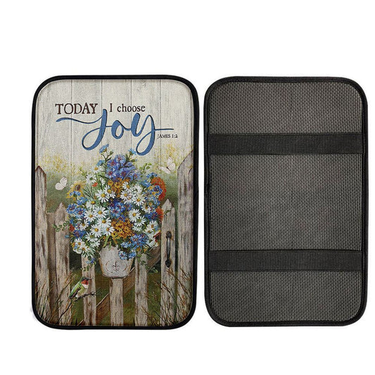 Pretty Flower Vase Today I Choose Joy Car Armrest Pad, Christian Gift Car Armrest Pad