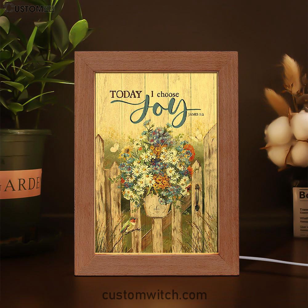 Pretty Flower Vase Today I Choose Joy Frame Lamp - Christian Art - Religious Home Decor
