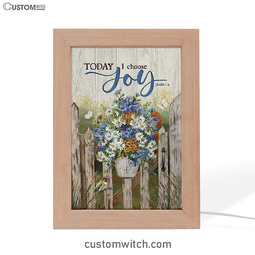Pretty Flower Vase Today I Choose Joy Frame Lamp - Christian Art - Religious Home Decor