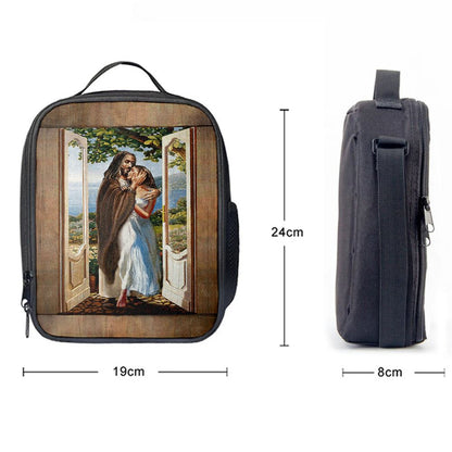 Pretty Girl Beautiful Forest Walking With Jesus Lunch Bag, Bible Verse Lunch Bag For Men And Women