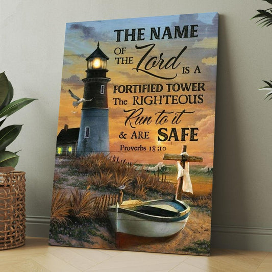 Pretty Sunset Lighthouse Drawing The Name Of The Lord Canvas, Christmas Gift for Christian