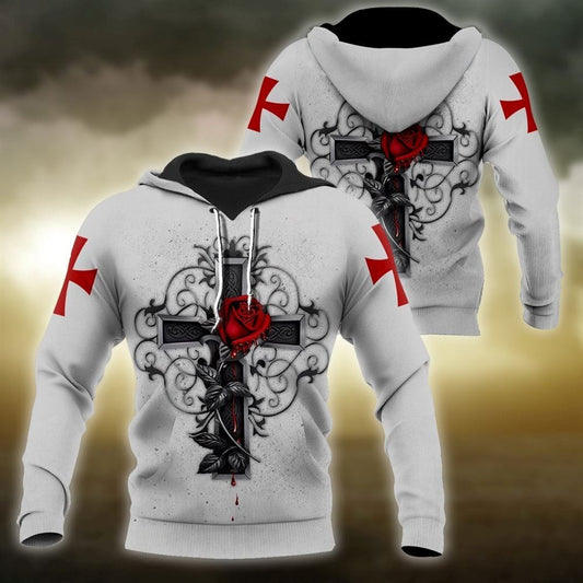 Printed With Crosses And Roses God 3D Hoodie For Man And Women, Jesus Printed 3D Hoodie