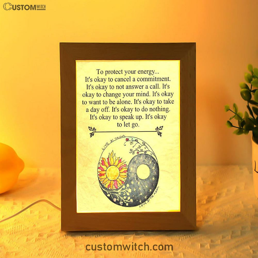 Protect Yourself- Live & Love Frame Lamp Art - Live By The Sun Love By The Moon - Christian Night Light Decor