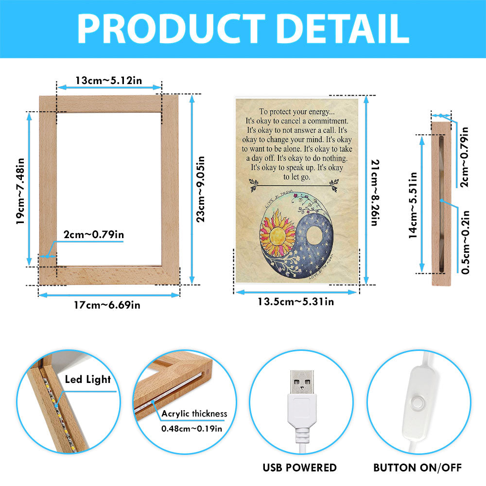 Protect Yourself- Live & Love Frame Lamp Art - Live By The Sun Love By The Moon - Christian Night Light Decor