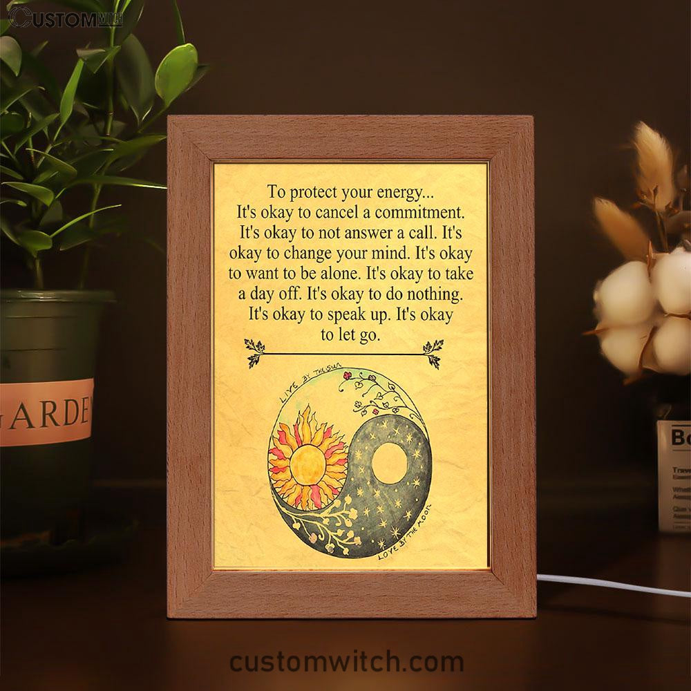 Protect Yourself- Live & Love Frame Lamp Art - Live By The Sun Love By The Moon - Christian Night Light Decor