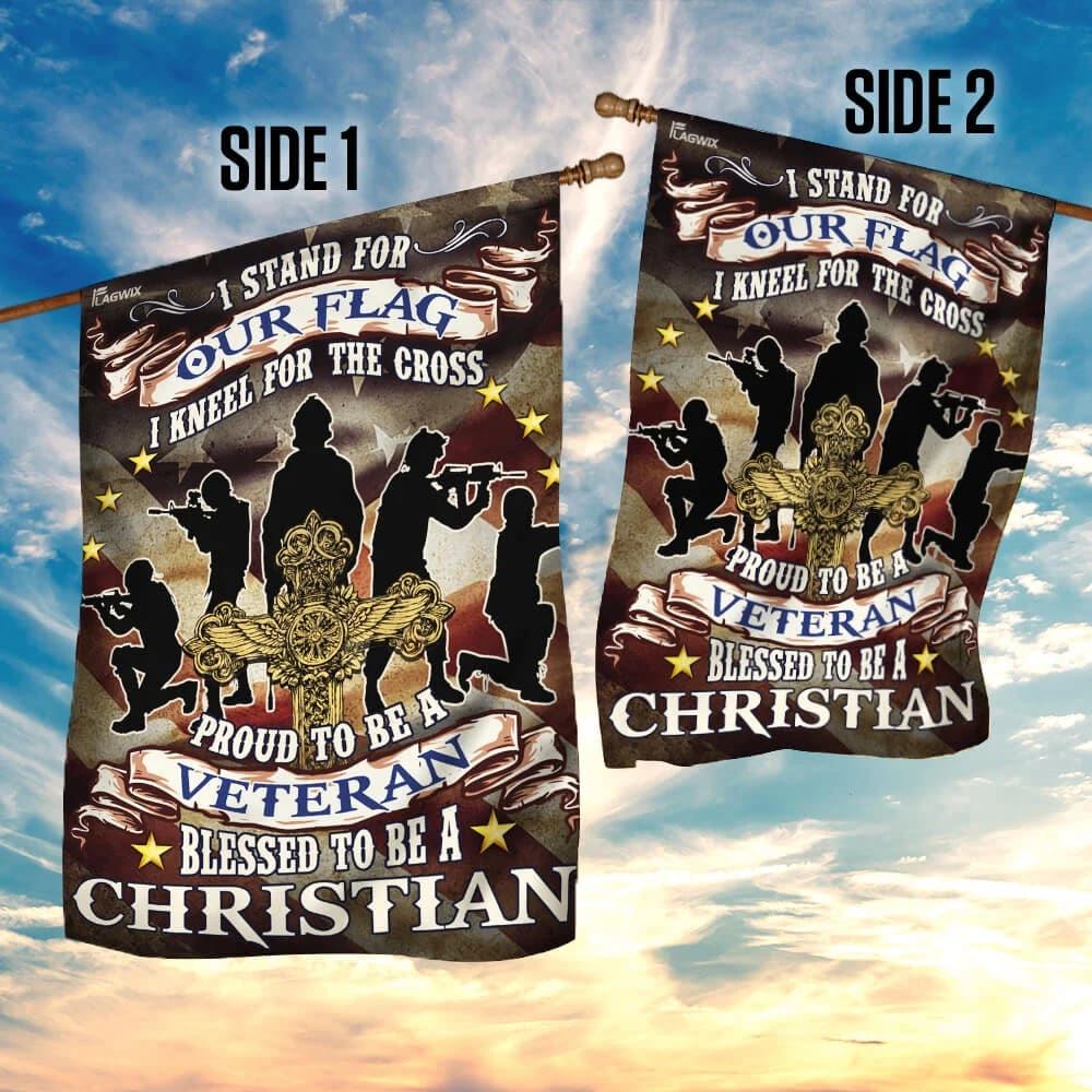 Proud To Be A Veteran. Blessed To Be A Christian House Flag, Outdoor Religious Flags, Christian Flag, Scripture Flag, Garden Banner