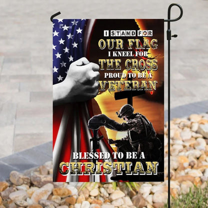Proud To Be A Veteran Blessed To Be A Christian House Flags, Christian Flag, Scripture Flag, Garden Banner