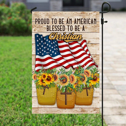 Proud To Be American Blessed To Be A Christian House Flag, Outdoor Religious Flags, Christian Flag, Scripture Flag, Garden Banner