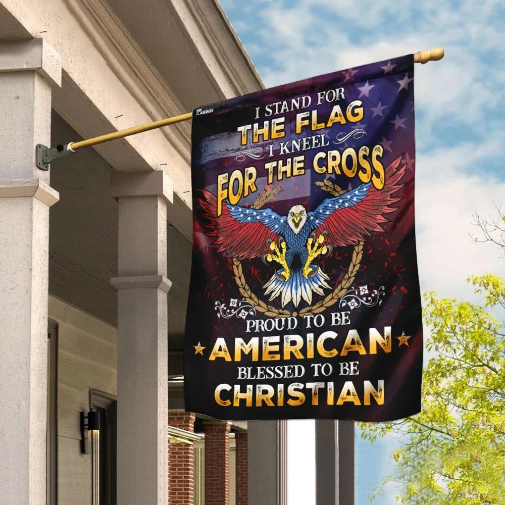 Proud To Be American Blessed To Be Christian House Flag, Outdoor Religious Flags, Christian Flag, Scripture Flag, Garden Banner