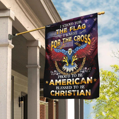 Proud To Be American Blessed To Be Christian House Flag, Outdoor Religious Flags, Christian Flag, Scripture Flag, Garden Banner
