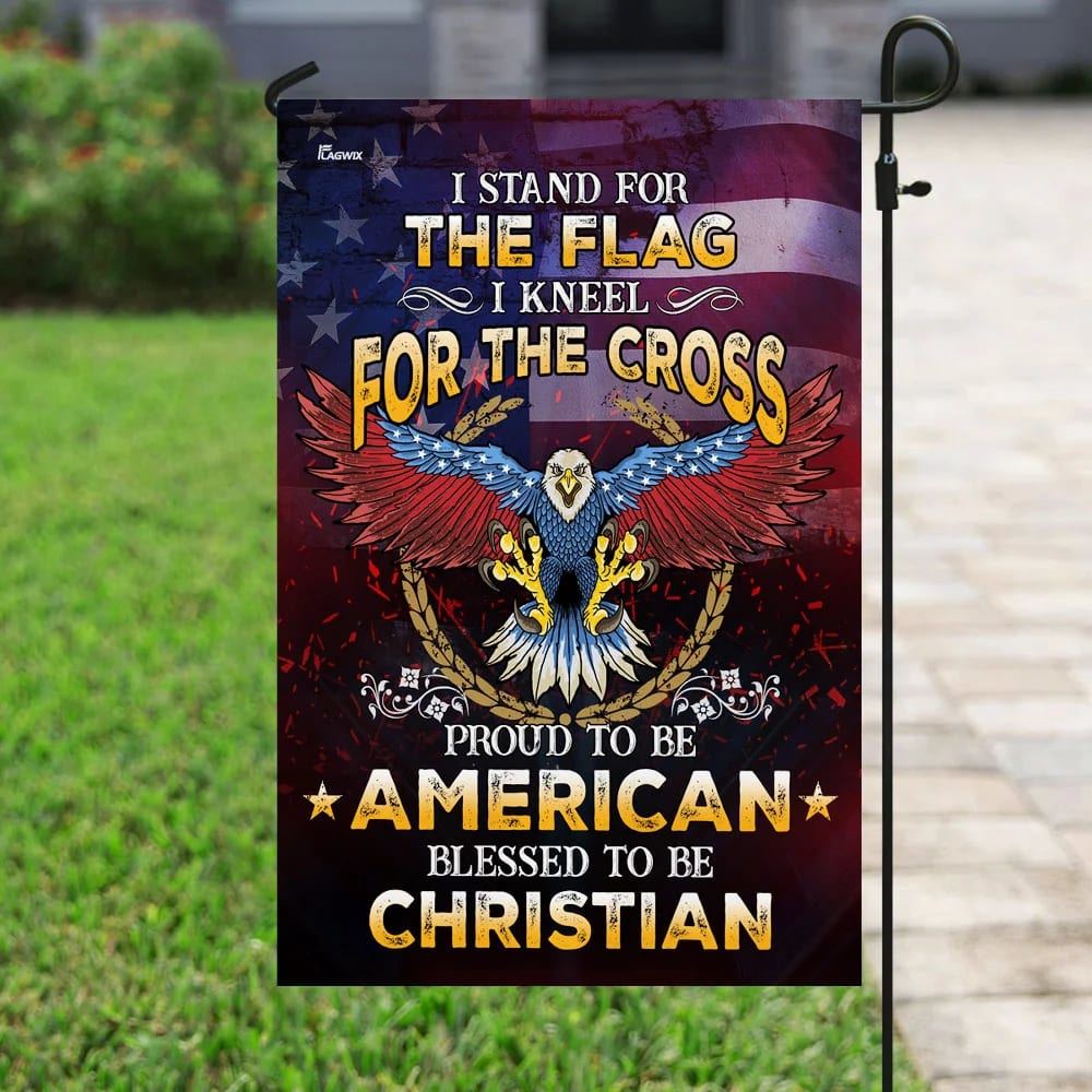 Proud To Be American Blessed To Be Christian House Flag, Outdoor Religious Flags, Christian Flag, Scripture Flag, Garden Banner