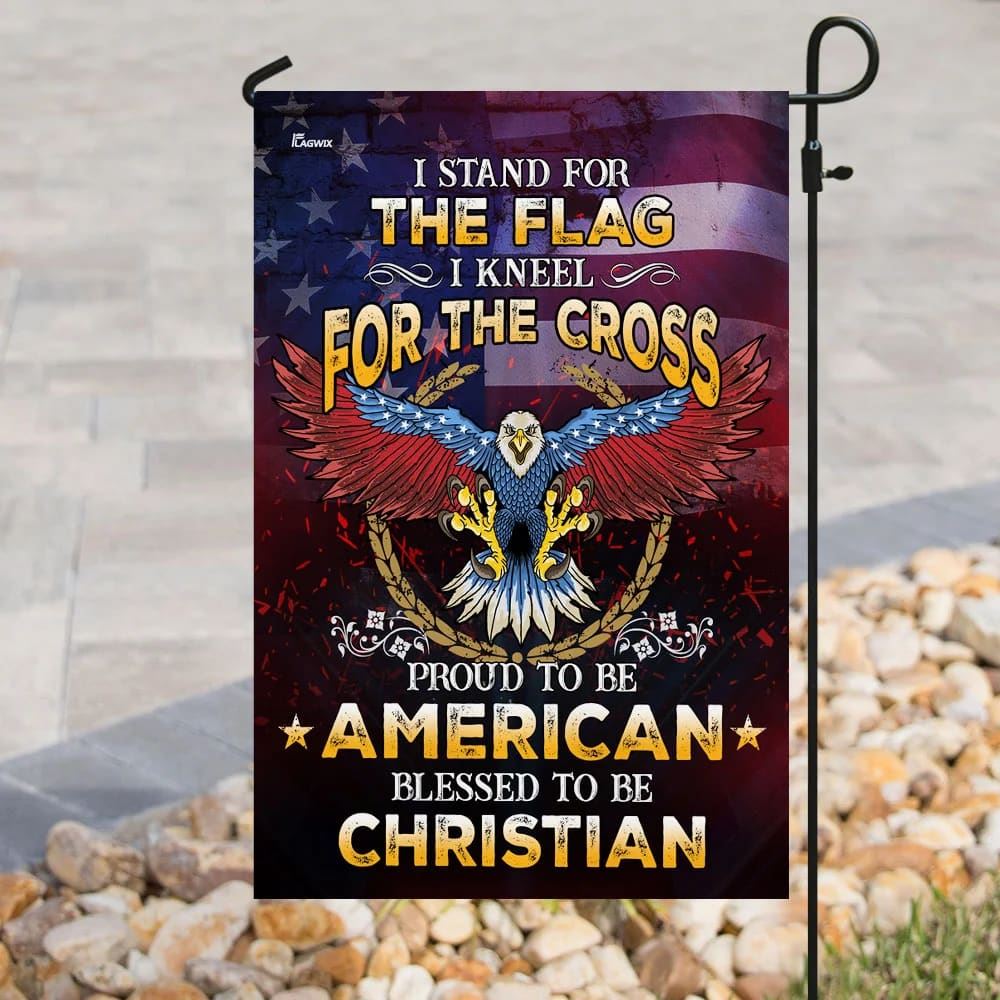 Proud To Be American Blessed To Be Christian House Flag, Outdoor Religious Flags, Christian Flag, Scripture Flag, Garden Banner