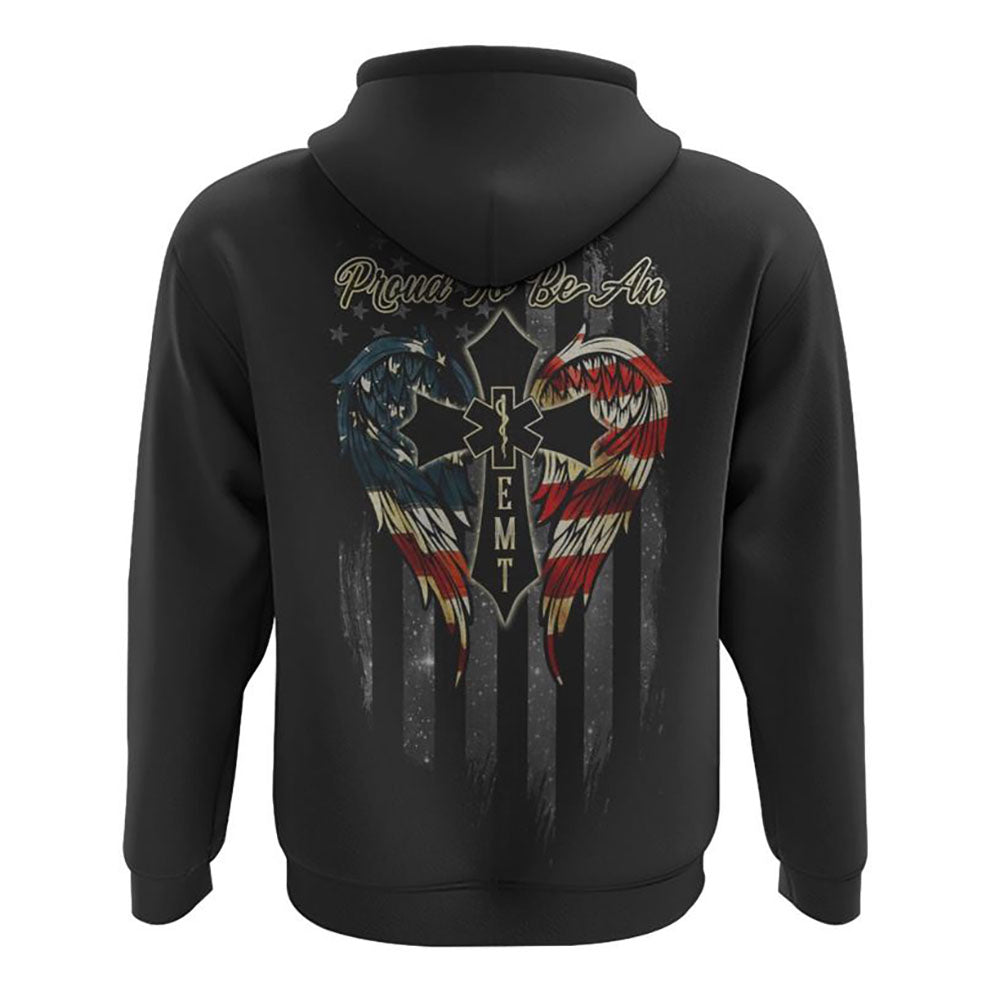Proud To Be An EMT Wings Cross All Over Print 3D Hoodie, Christian Hoodie, Christian Sweatshirt, Bible Verse Shirt