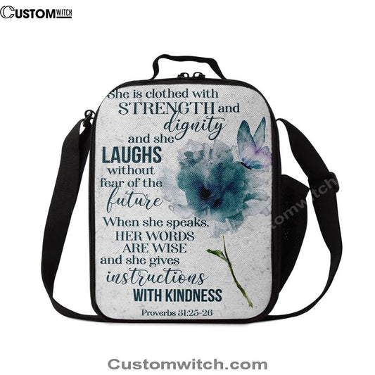 Proverbs 3125-26 She Is Clothed With Strength And Dignity Lunch Bags, Bible Verse Lunch Bag For Men And Women