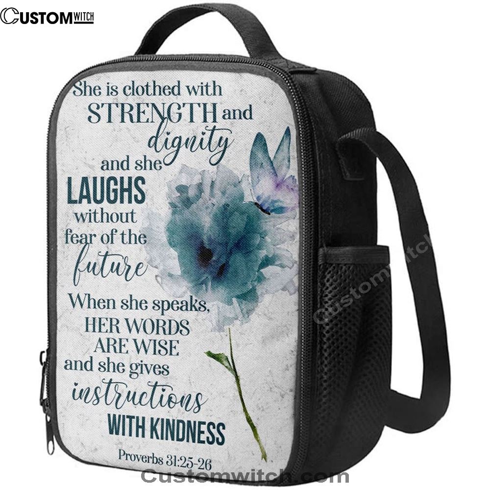 Proverbs 3125-26 She Is Clothed With Strength And Dignity Lunch Bags, Bible Verse Lunch Bag For Men And Women
