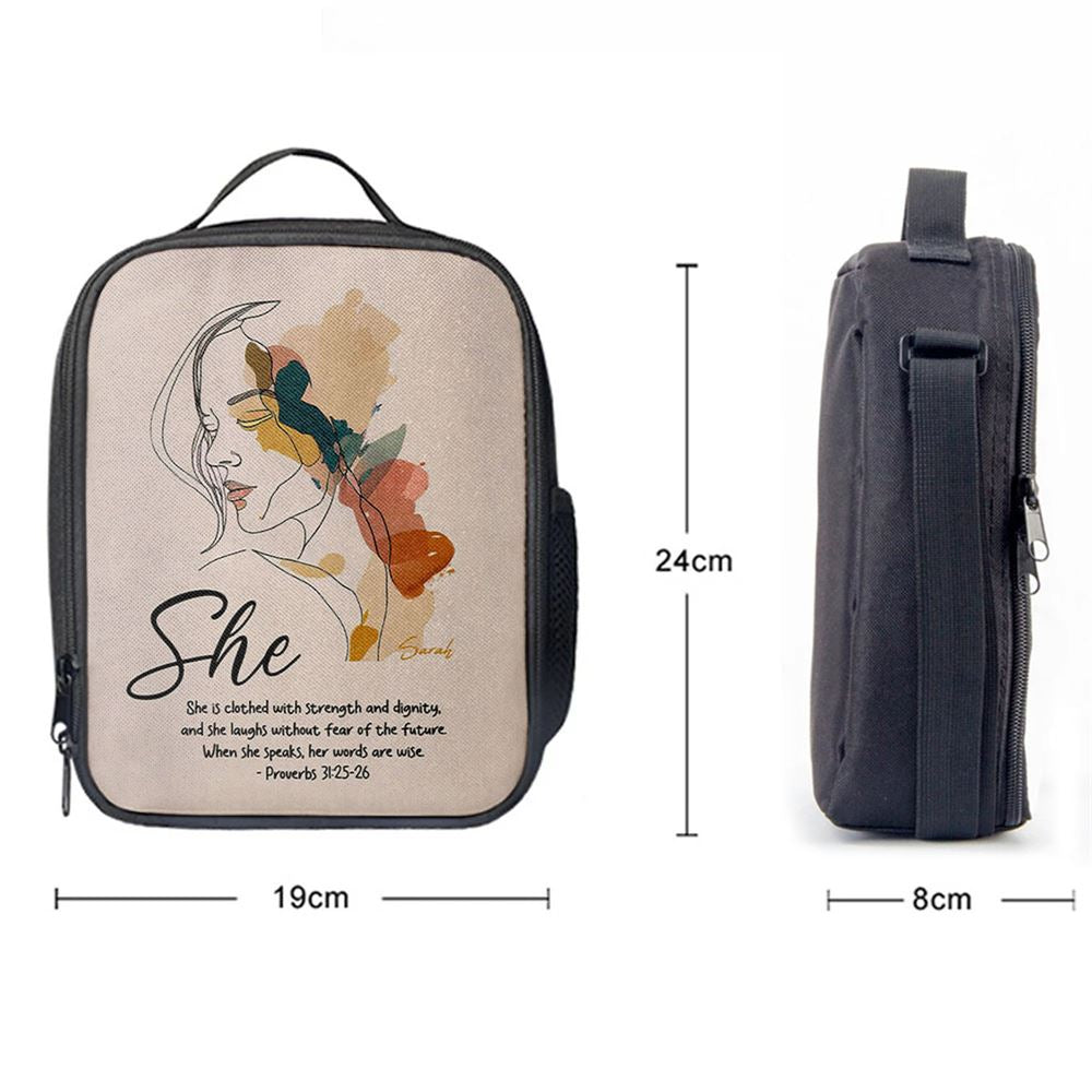 Proverbs 315-6 When She Speaks, Her Words Are Wise Personalized Lunch Bag, Bible Verse Lunch Bag For Men And Women