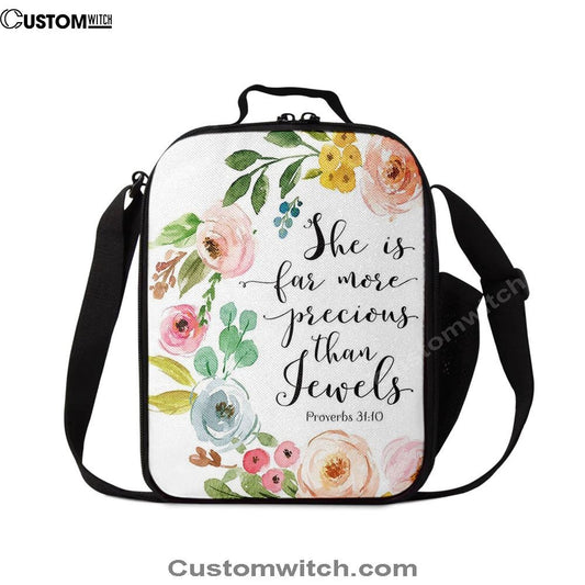 Proverbs 31 10 - She Is More Precious Than Jewels Lunch Bags, Bible Verse Lunch Bag For Men And Women