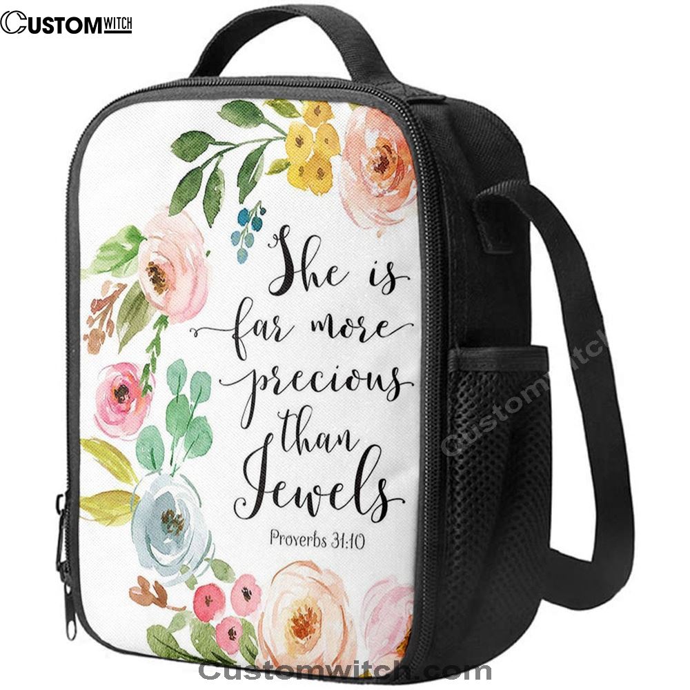 Proverbs 31 10 - She Is More Precious Than Jewels Lunch Bags, Bible Verse Lunch Bag For Men And Women