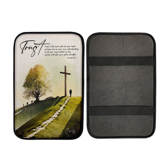 Proverbs 35-6 Trust In The Lord With All Your Heart Personalized Car Center Console Cover, Religious Car Interior Accessories