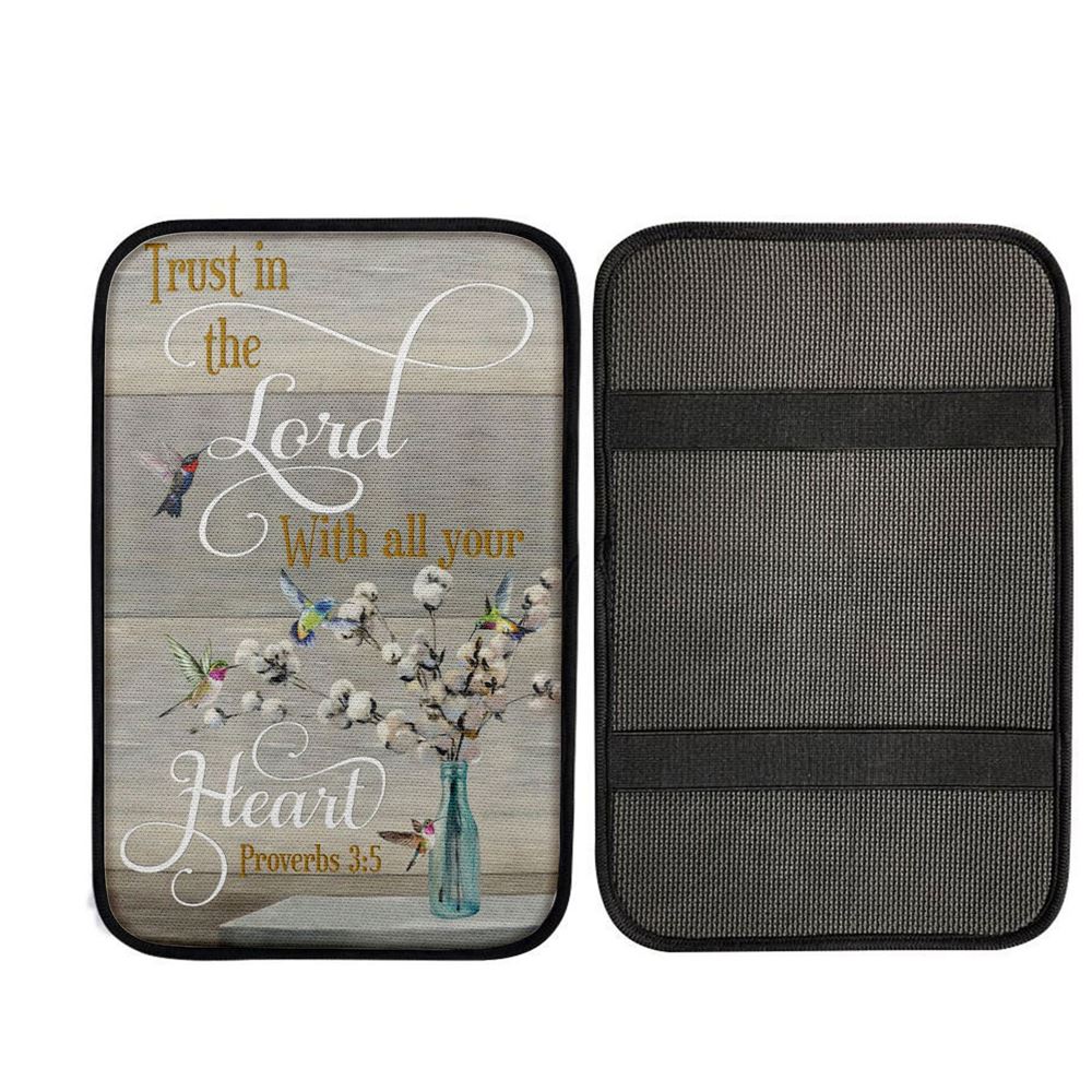 Proverbs 35 Hummingbird Scripture Christian Car Center Console Cover, Cross Car Interior Accessories