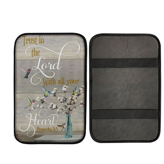 Proverbs 35 Hummingbird Scripture Christian Car Center Console Cover, Christian Gift Car Armrest Pad
