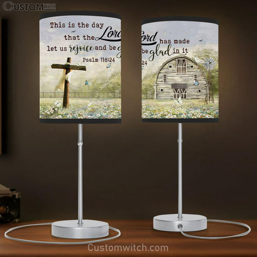Psalm 11824 This Is The Day That The Lord Has Made Table Lamb Gift - Farmhouse - Christian Bedroom Decor