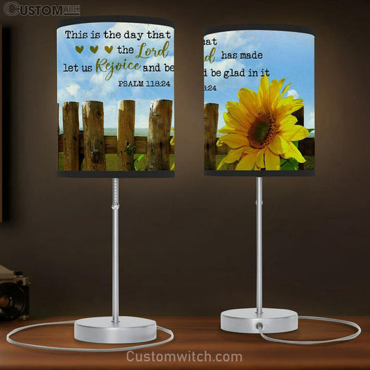 Psalm 11824 This Is The Day That The Lord Has Made Table Lamb Gift - Sunflower - Christian Bedroom Decor