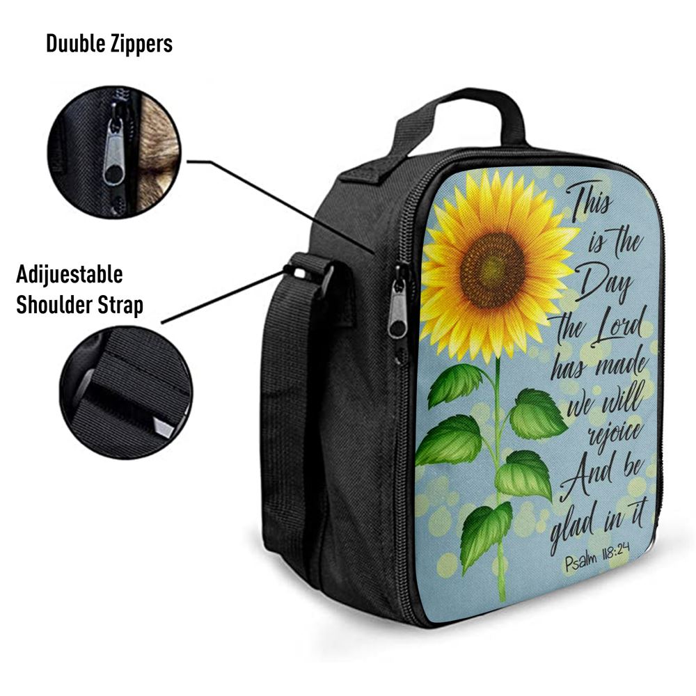 Psalm 11824 This Is The Day The Lord Has Made Sunflower Lunch Bags, Bible Verse Lunch Bag For Men And Women