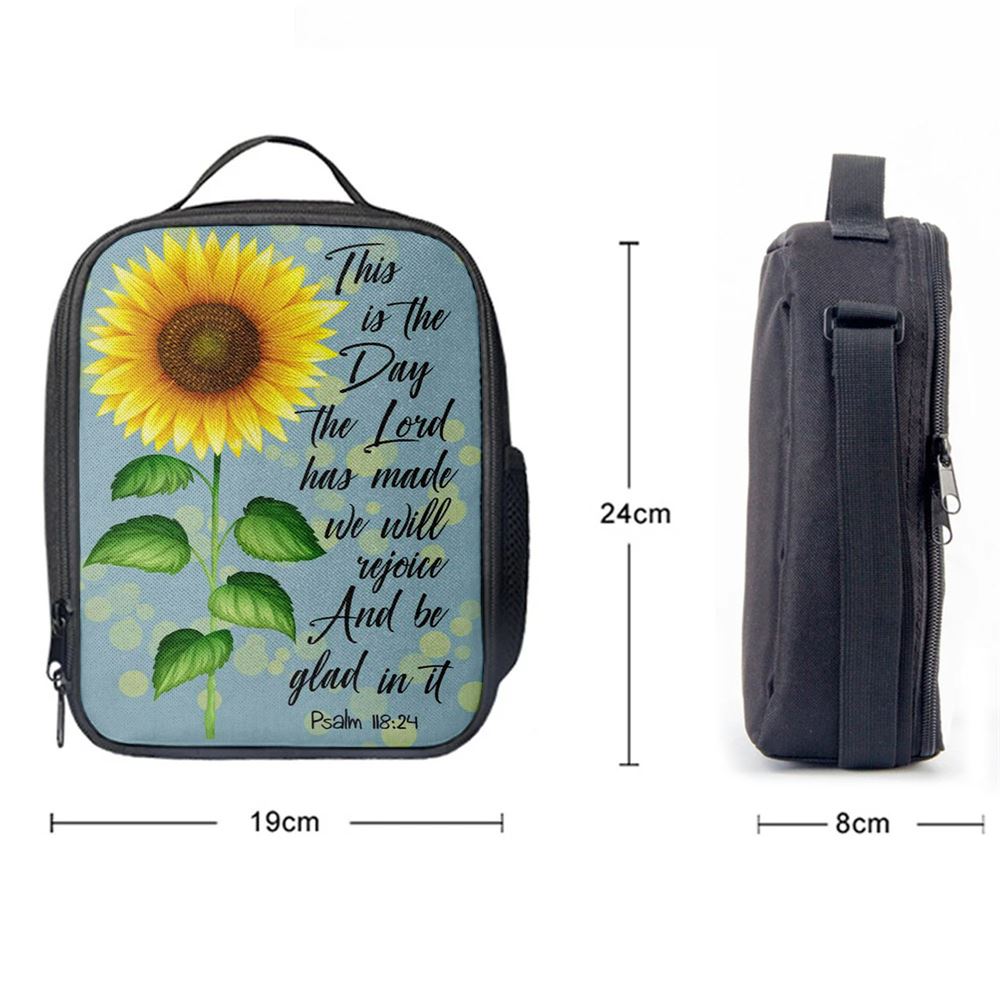 Psalm 11824 This Is The Day The Lord Has Made Sunflower Lunch Bags, Bible Verse Lunch Bag For Men And Women