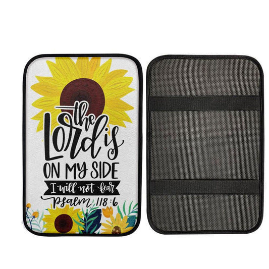 Psalm 1186 The Lord Is On My Side I Will Not Fear Bible Verse Car Center Console Cover, Cross Car Interior Accessories