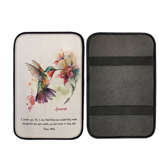Psalm 13914 I Am Fearfully And Wonderfully Made Personalized Car Center Console Cover, Religious Car Armrest Accessories