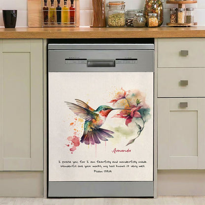 Psalm 13914 I Am Fearfully And Wonderfully Made Personalized Dishwasher Cover, Religious Dishwasher Wrap, Bible Kitchen Decoration