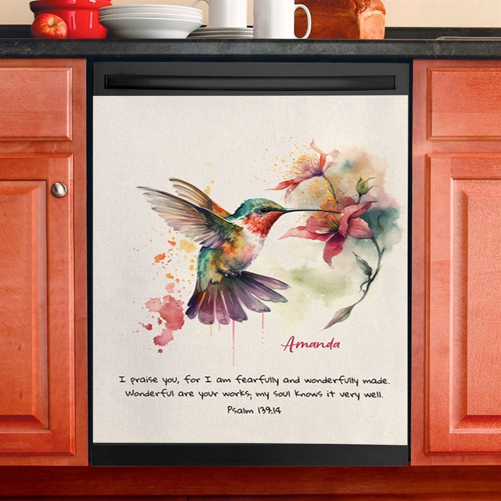 Psalm 13914 I Am Fearfully And Wonderfully Made Personalized Dishwasher Cover, Religious Dishwasher Wrap, Bible Kitchen Decoration