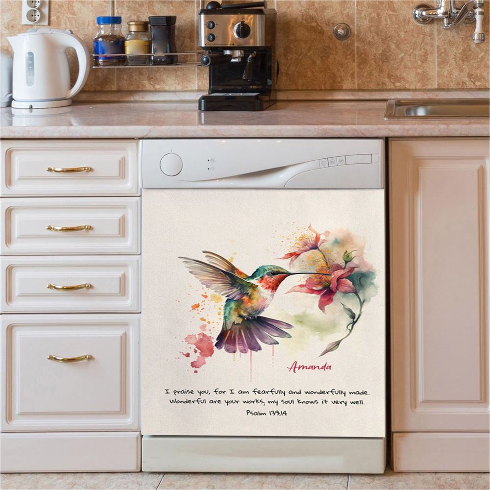 Psalm 13914 I Am Fearfully And Wonderfully Made Personalized Dishwasher Cover, Religious Dishwasher Wrap, Bible Kitchen Decoration