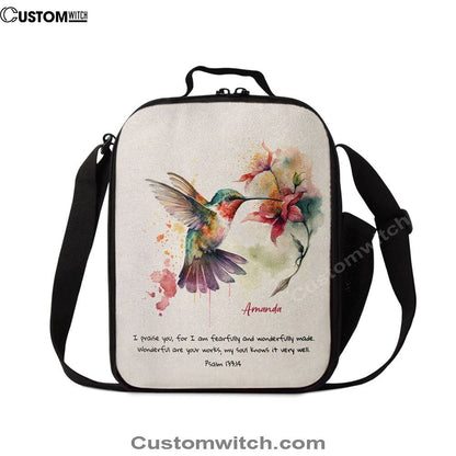 Psalm 13914 I Am Fearfully And Wonderfully Made Personalized Lunch Bag, Bible Verse Lunch Bag For Men And Women