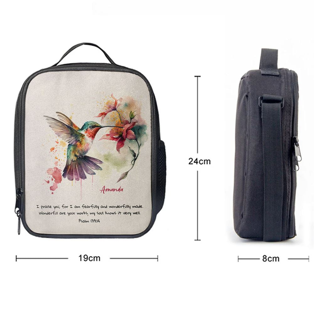 Psalm 13914 I Am Fearfully And Wonderfully Made Personalized Lunch Bag, Bible Verse Lunch Bag For Men And Women