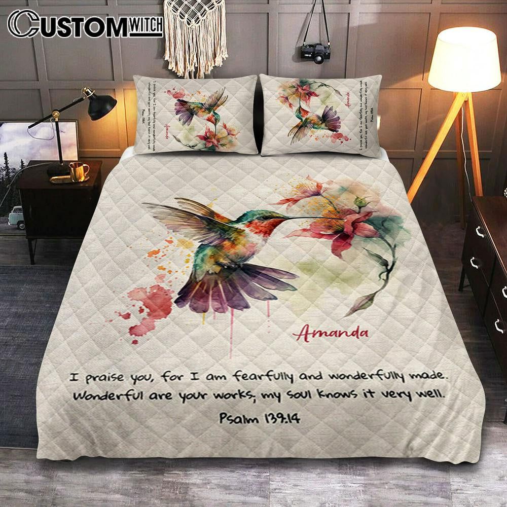 Psalm 13914 I Am Fearfully And Wonderfully Made Personalized Quilt Bedding Set Bedroom - Religious Quilt Bedding Set Prints - Bible Quilt Bedding Set Art