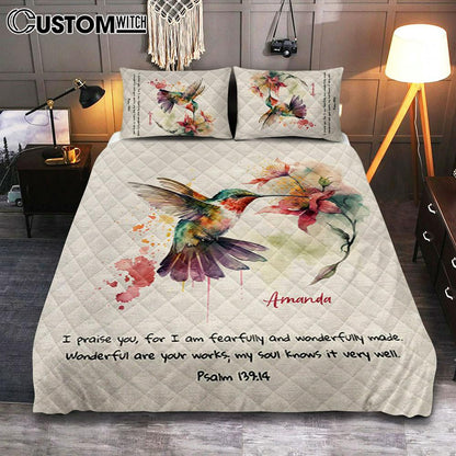 Psalm 13914 I Am Fearfully And Wonderfully Made Personalized Quilt Bedding Set Bedroom - Religious Quilt Bedding Set Prints - Bible Quilt Bedding Set Art