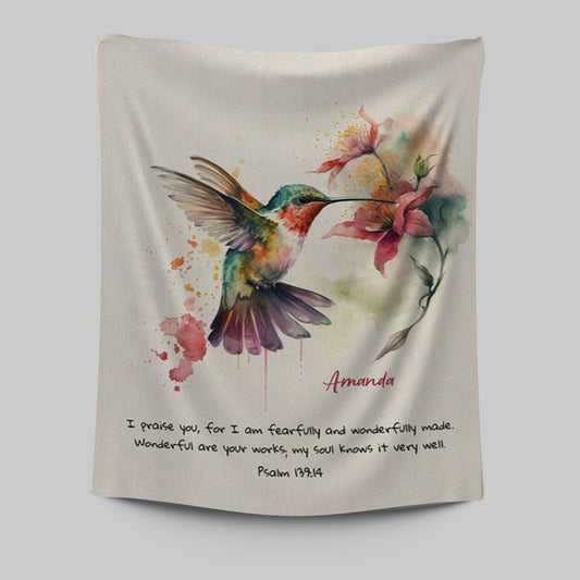 Psalm 13914 I Am Fearfully And Wonderfully Made Personalized Tapestry Wall Art - Religious Tapestries Wall Hanging Prints - Bible Tapestry Art