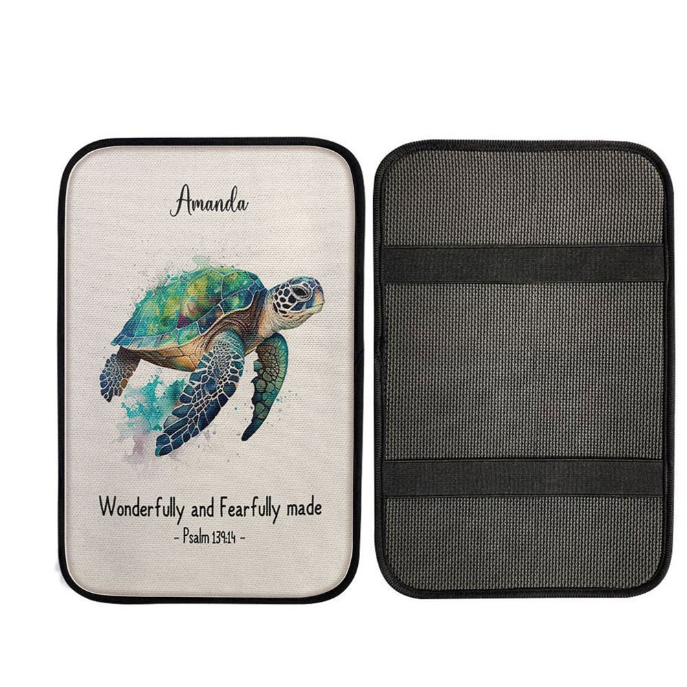Psalm 13914 Wonderfully And Fearfully Made Personalized Car Center Console Cover, Religious Car Armrest Accessories