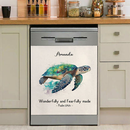 Psalm 13914 Wonderfully And Fearfully Made Personalized Dishwasher Cover, Religious Dishwasher Wrap, Bible Kitchen Decoration