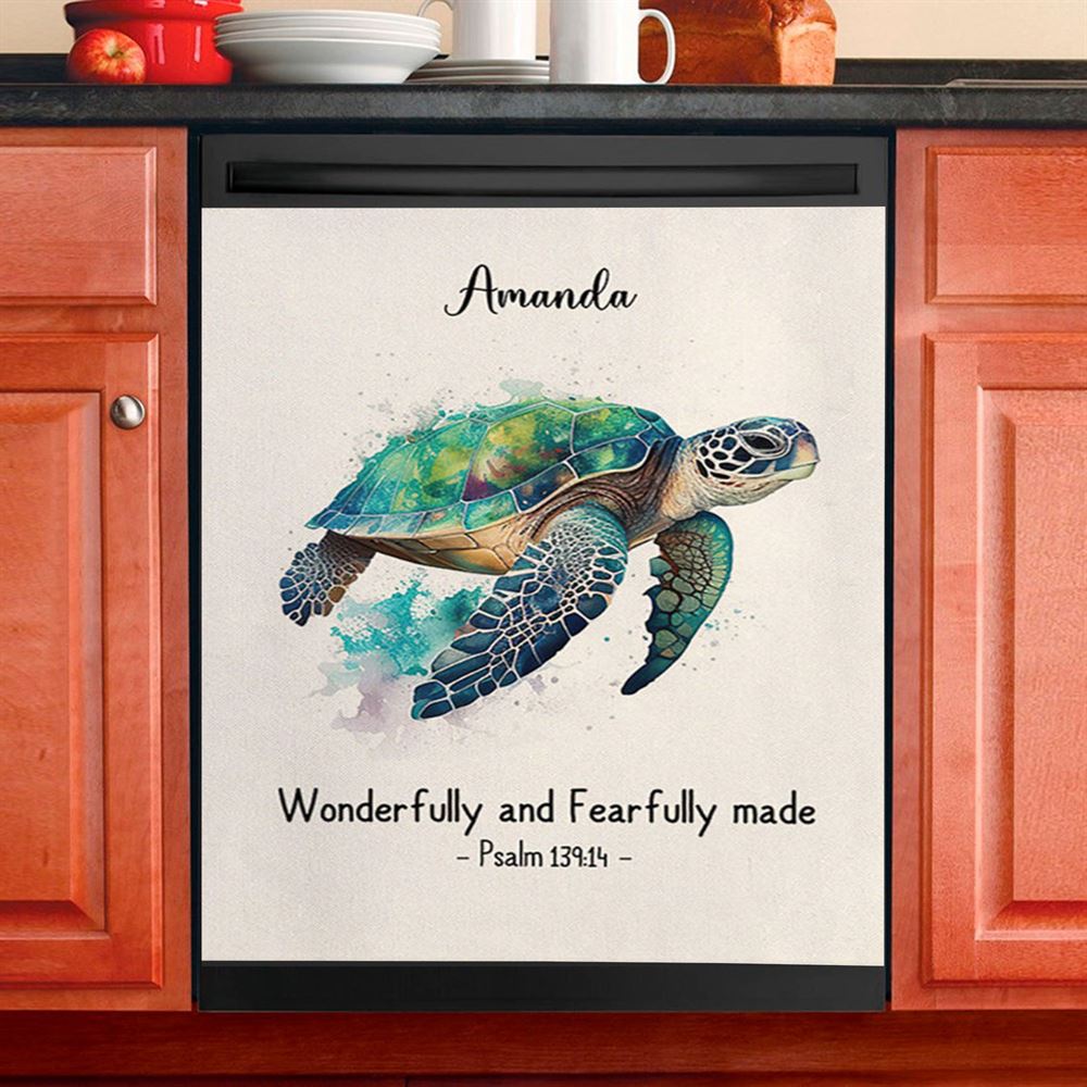 Psalm 13914 Wonderfully And Fearfully Made Personalized Dishwasher Cover, Religious Dishwasher Wrap, Bible Kitchen Decoration