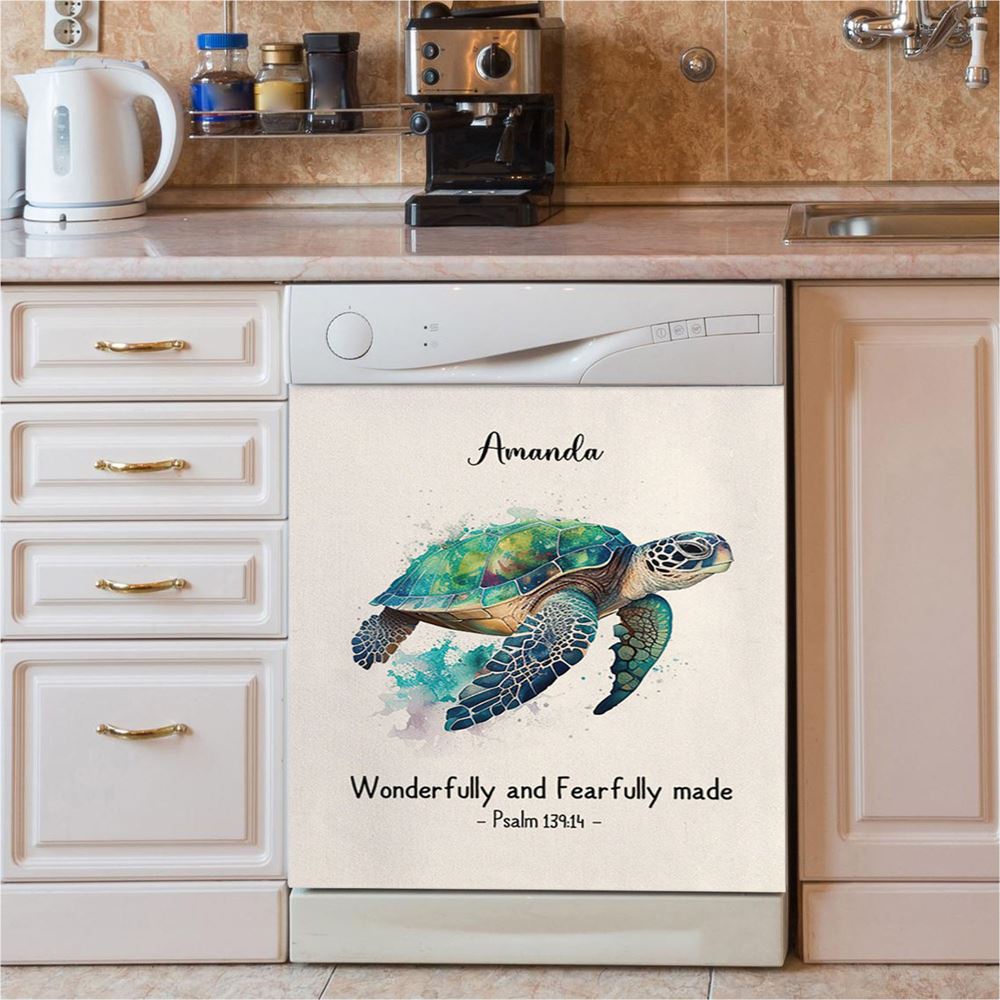 Psalm 13914 Wonderfully And Fearfully Made Personalized Dishwasher Cover, Religious Dishwasher Wrap, Bible Kitchen Decoration