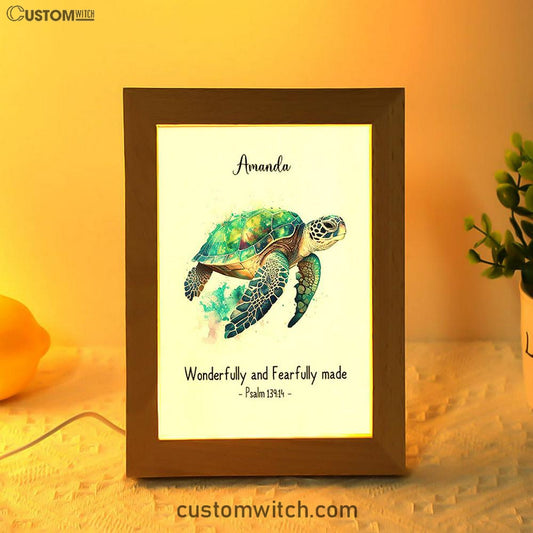 Psalm 13914 Wonderfully And Fearfully Made Personalized Frame Lamp Art - Religious Gifts Night Light - Bible Frame Lamp Art