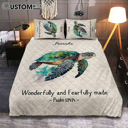 Psalm 13914 Wonderfully And Fearfully Made Personalized Quilt Bedding Set Bedroom - Religious Quilt Bedding Set Prints - Bible Quilt Bedding Set Art