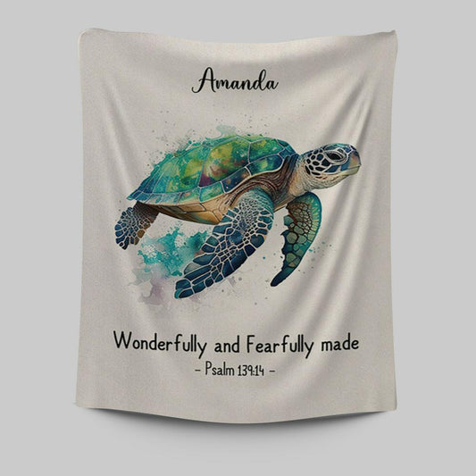 Psalm 13914 Wonderfully And Fearfully Made Personalized Tapestry Wall Art - Religious Tapestries Wall Hanging Prints - Bible Tapestry Art