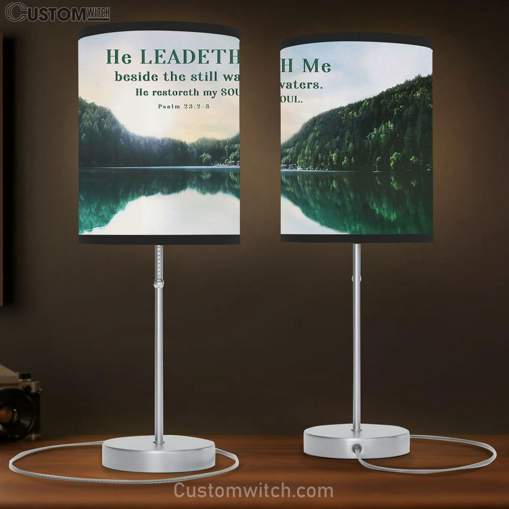 Psalm 232-3 He Leadeth Me Beside The Still Waters Table Lamb Art - Scripture Table Lamb Prints - Christian Lamb Gift