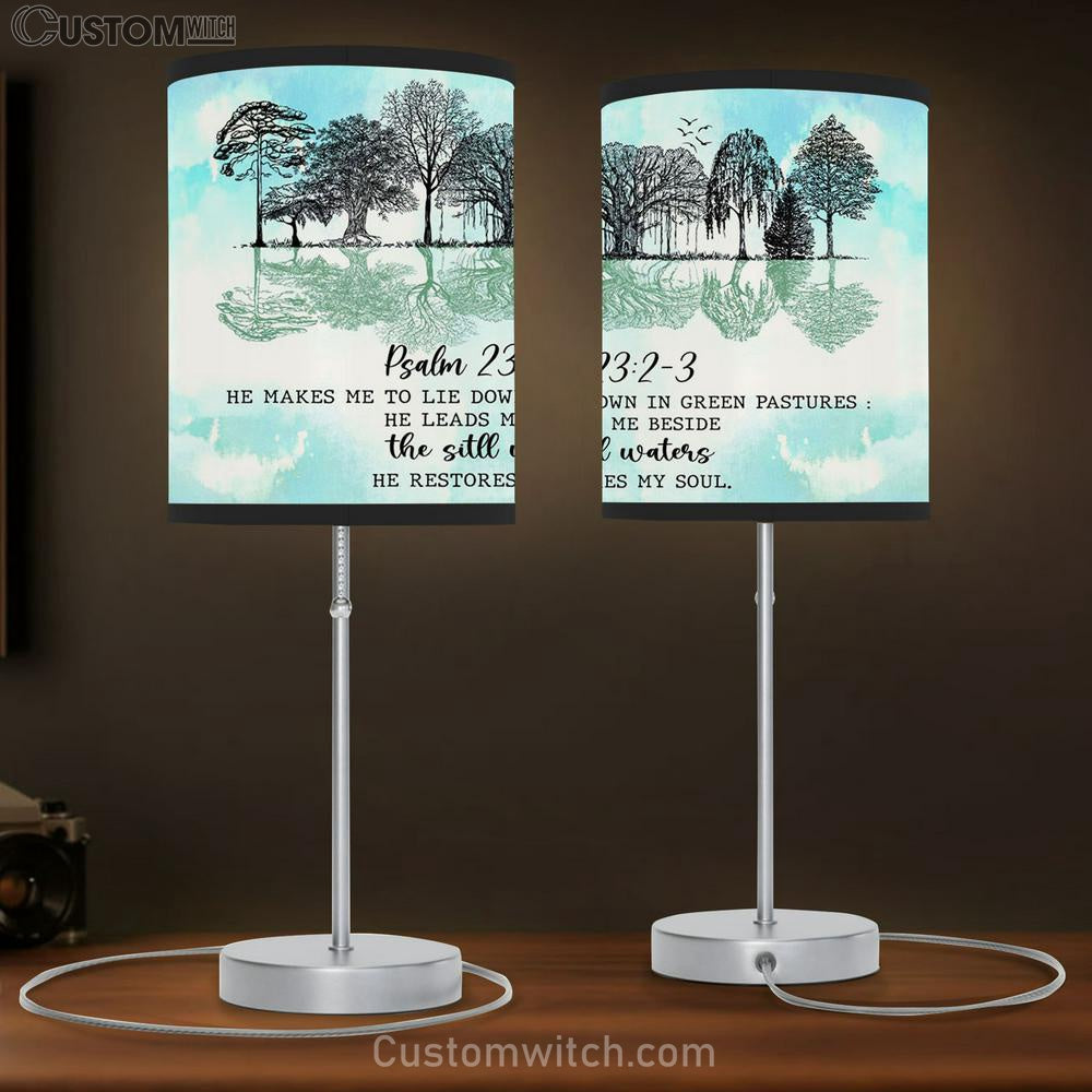 Psalm 232-3 He Makes Me Lie Down In Green Pastures Lamb Gift Table Lamb - Christian Lamb Gift Decor - Scripture Table Lamb Prints
