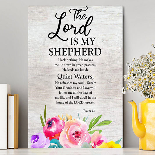 Psalm 23 - The Lord Is My Shepherd Canvas Wall Art - Christian Canvas Wall Art Decor
